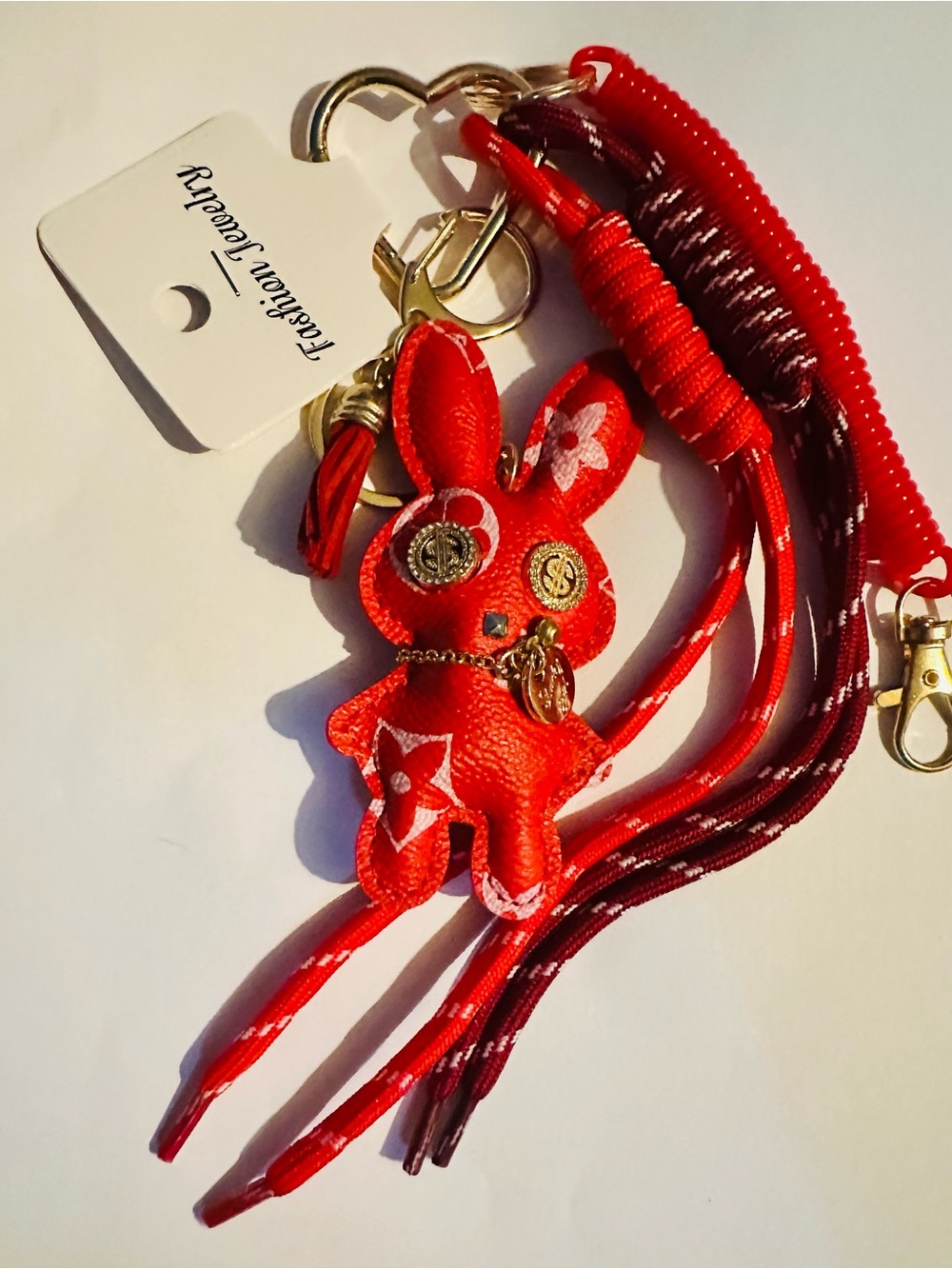 Red Bunny BagCharm/Keychain with Tassel